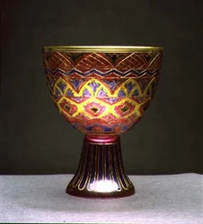 Emaljerad skål med enkel geometrisk design, troligen provins, 1880 (emalj)