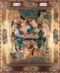 Ikon föreställande Abraham och de tre änglarna, Moskvaskolan (emalj)
