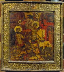 Ikon som föreställer St. George och St. Demetrius, ca 1676 (tempera på panel)