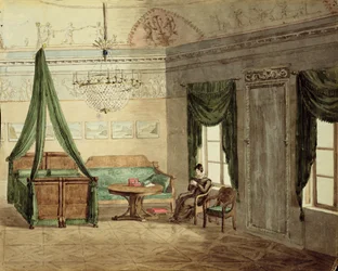 Neo-klassisk sängkammare, 1819 (wc på papper)