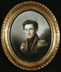 Porträtt av en rysk officer, 1818 (wc på papper)