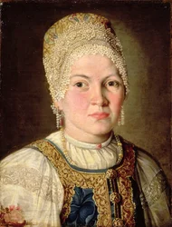 Porträtt av en kvinna i rysk kostym, 1769