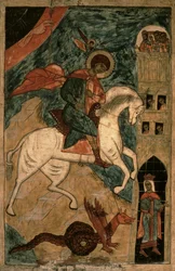 St. George and the Dragon, rysk ikon från Vologda, 1400-talet (tempera på panel)
