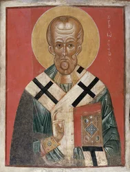 St. Nicholas, Novgorod skola, ca 1300 (tempera på gesso)