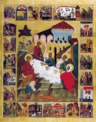 Gamla testamentets treenighet med scener från Genesis, c1580.