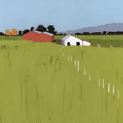 Fence Line, 2025 (akryl på träpanel)
