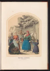 Traditionella dräkter av Lonneker och Losser i Overijssel, 1857 Provinsen Overijssel. Lonneker, Losser, etc. / XXXIV (titel på objekt)