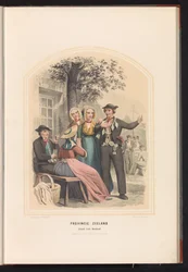 Traditionell dräkt från South Beveland i Zeeland, 1857 Provinsen Zeeland. Ön Zuid-Beveland / XIX (titel på objekt)