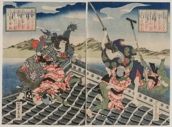 Arashi-åkomma är bra eftersom Inuzuka-mästaren Moritakas förslag Nakamura Utaemon är bra som Inukai Kenpachi. . . , 1834.
