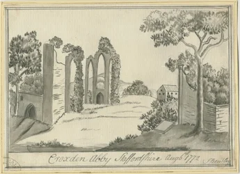 Croxden Abbey: sepiateckning, 6 augusti 1772 (teckning)