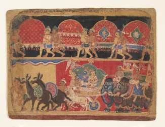 Krishna och Kshatriya Maidens fortsätter till Dwarka..., Ka. 1520-30.
