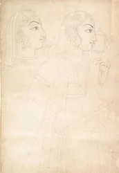 Sångare och Sarinda Player, ca. 1800.