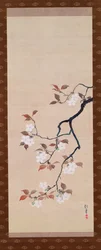Hängande rulla föreställande körsbärsblommor, från A Triptych of the Three Seasons, japansk, tidigt 1800-tal