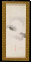 Hängande rulla föreställande höstmånen, från A Triptych of the Three Seasons, japansk, tidigt 1800-tal