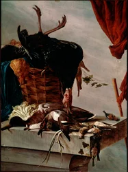 Stilleben med Turkiet Målning av Salomon Van Ruysdael eller Ruisdael (1600-1670) 1661 Dim. 112x85 cm Paris, Louvren