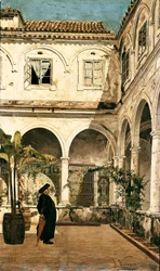 "" Fadern Salabot i klostret i klostret Saint Francois av Cadiz (Cadiz) "" Målning av Salvador Viniegra y Lasso (1862-1915) 1881 Cadiz. Museum i Cadiz. Spanien