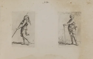 (Figurinserie) Man med plymerad hatt, sidovy