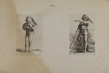 (Figurserie) Gammal man med plymerad hatt, vilande händer