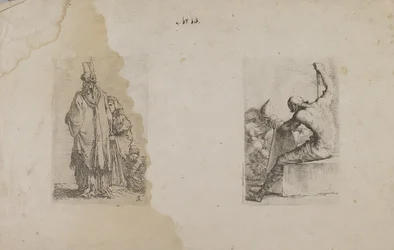 (Figurinserie) Turbanprydd man, sedd bakifrån