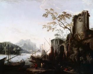 Marine Landscape with Towers with ships and ruiner (Marine Landscape with Towers), c.1645,