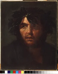 ""Porträtt av en man med en lagerkrans"" Målning av Salvator (Salvatore) Rosa (1615-1673) State M. Ciurlionis Art Museum, Kaunas