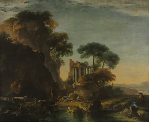 Ruiner i ett stenigt landskap, ca. 1640.