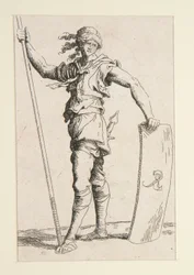 Soldat med lans och sköld