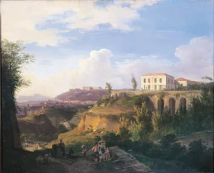 Italien, Neapel, utsikt över Villa Ruffo-hemgården i Capodimonte