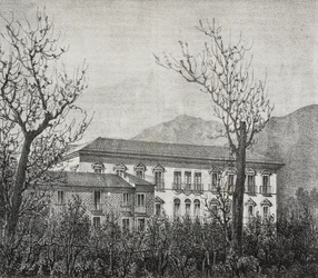 College of Avellino, Campania, Italien, litografi av Salvatore Puglia från Poliorama Pittoresco, n 2, 20 augusti