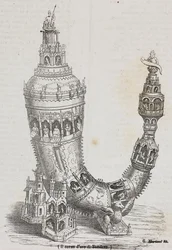 Golden Horn of Tonder, Danmark, litografi av Salvatore Puglia från Poliorama Pittoresco, n 24, 20 januari