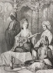 Harem in East, litografi av Salvatore Puglia från Poliorama Pittoresco, n 2, 19 augusti