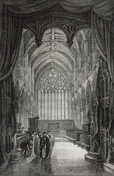 Interiör av Carlisle Cathedral, Storbritannien, litografi av Salvatore Puglia från Poliorama Pittoresco, n 25, 25 januari