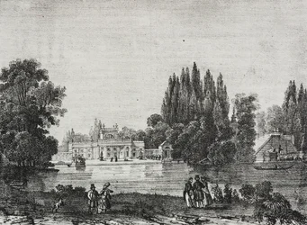 Lazienki Palace, Warszawa, Polen, litografi av Salvatore Puglia från Poliorama Pittoresco, n 48, 9 juli