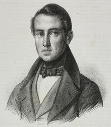Porträtt av Carlo Mele (1792-1841), litografi av Salvatore Puglia från Poliorama Pittoresco, n 15, 20 november