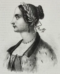 Porträtt av Laura Bassi Veratti (1711-1778), italiensk fysiker och akademiker, litografi av Salvatore Puglia från Poliorama Pittoresco, nr 4, 4 september