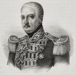 Porträtt av marskalk Francesco Maria Tanchi (1773-1843), litografi av Salvatore Puglia från Poliorama Pittoresco, nr 46, 24 juni