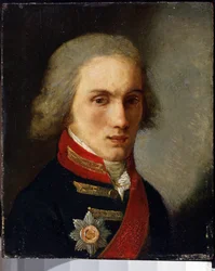 Porträtt av författaren greve Piotr Andreievitch Viazemski (Pierre Wiazemsky) (1792-1878) (Porträtt av författaren greve Pyotr Vyazemsky). Målning av Salvatore Tonci (1756-1844). Olja på kartong
