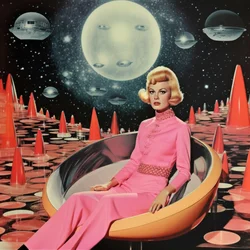 Kvinna i retrostil inom science fiction