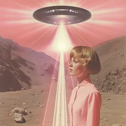 Kvinna under en UFO-stråle