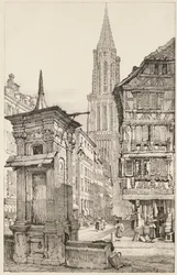 Rue Mercière och västra fronten av Strasbourgs katedral