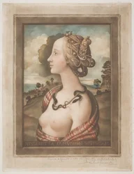 Simonetta Vespucci, ca 1900 (färg mezzotint på krämvävt papper)