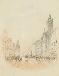 Trongate, Glasgow (penna och akvarell)