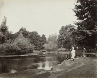 Dammkanalen nedanför Chunar Bagh, Kashmir, S.O. 1865 (albumin silvertryck)