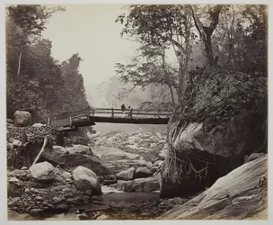 Untitled [spång över en flod], ca. 1865.