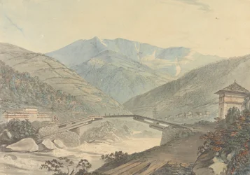 Utsikt nära Tassisudon [Tashicho Dzong] i Bhutan