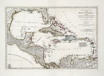 En komplett karta över Västindien med Floridas, Louisianas, Nya Spaniens och Terra Firmas kuster samt alla öar