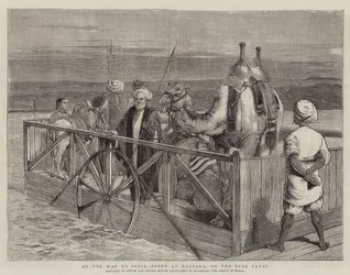 På väg till Indien, färja vid Kantara, på Suezkanalen