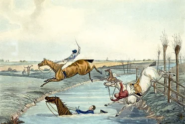 Second Mile, från Steeplechasing, graverad av Charles Hunt (1929-1900) (färg litho)