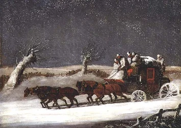 Postcoach i en snödrift
