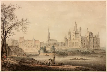 Ett franskt slott, 1770 (penna och bläck och wc på papper)